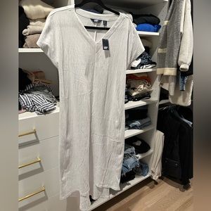 Lands end Women's Crinkle Knit Short Sleeve High Low Midi Dress